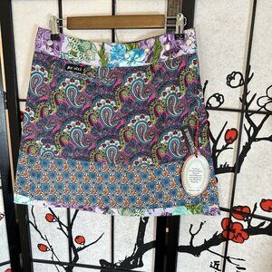 Moshiki Hot Cookie Bread Long Reversible Adjustable Mini Wrap Skirt New